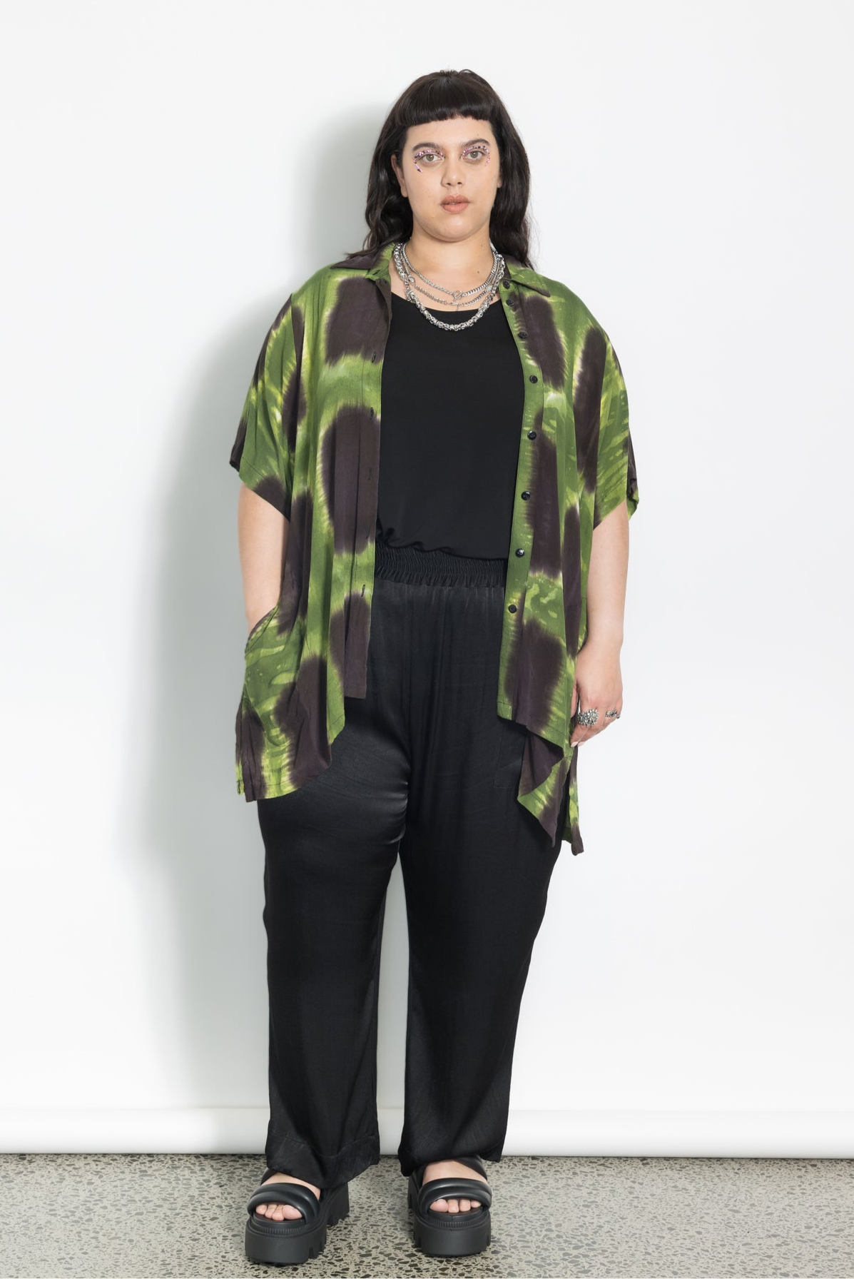 Outlet - Mara Shirt  - Green Squares