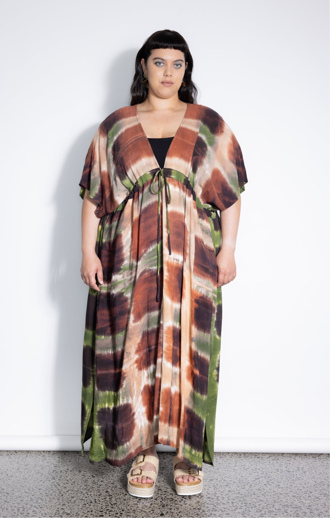 Outlet - Holiday Dress - Rust and Green Sqaures