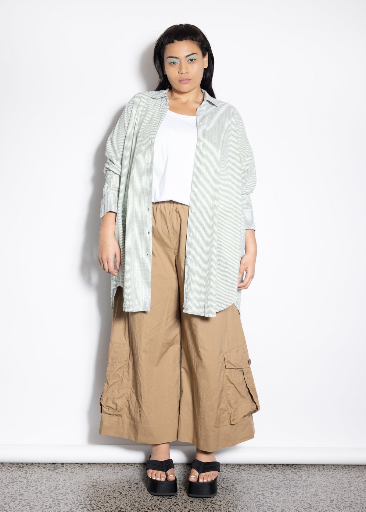 Indigo Shirt - Olive Stripe