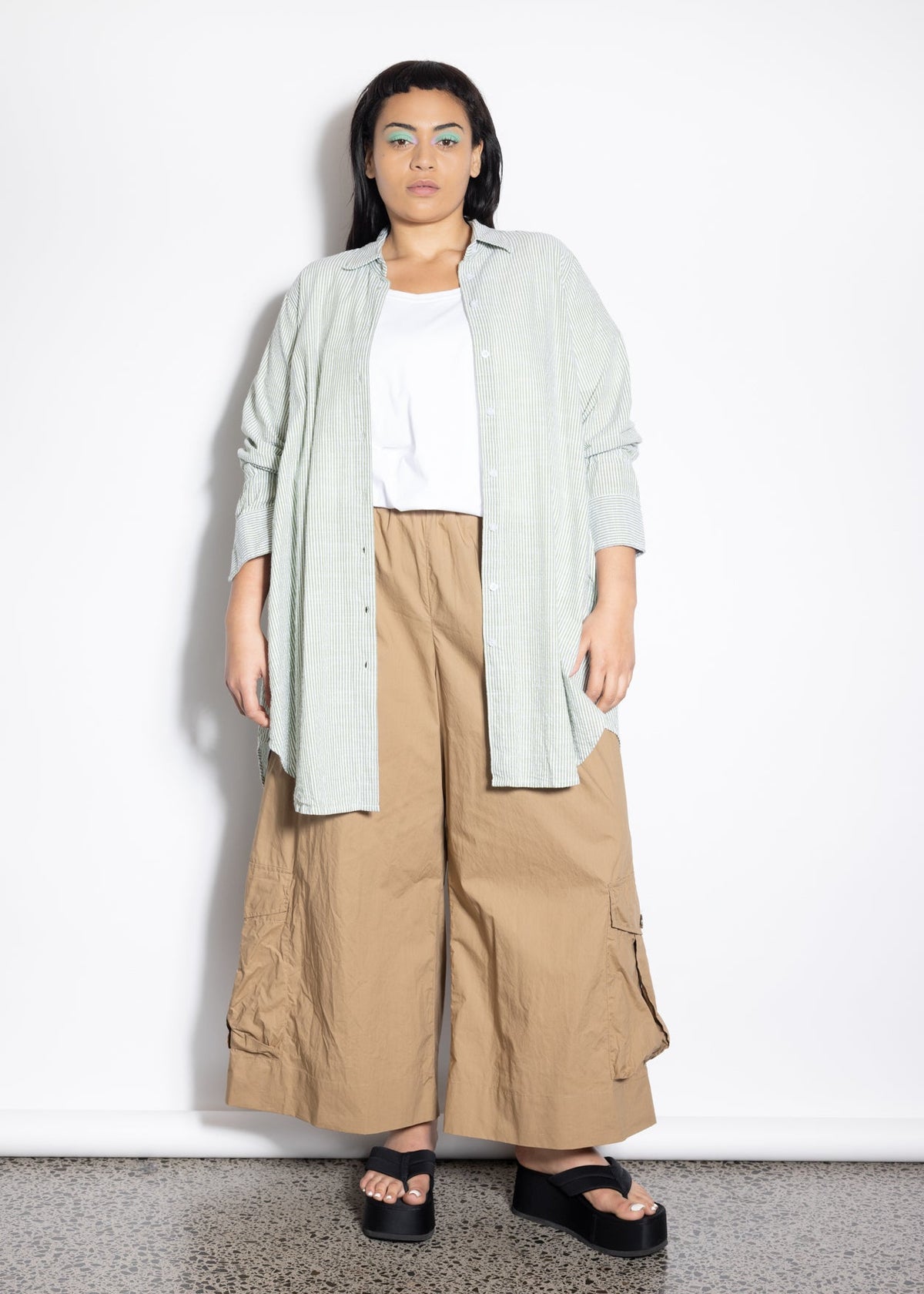 Indigo Shirt - Olive Stripe