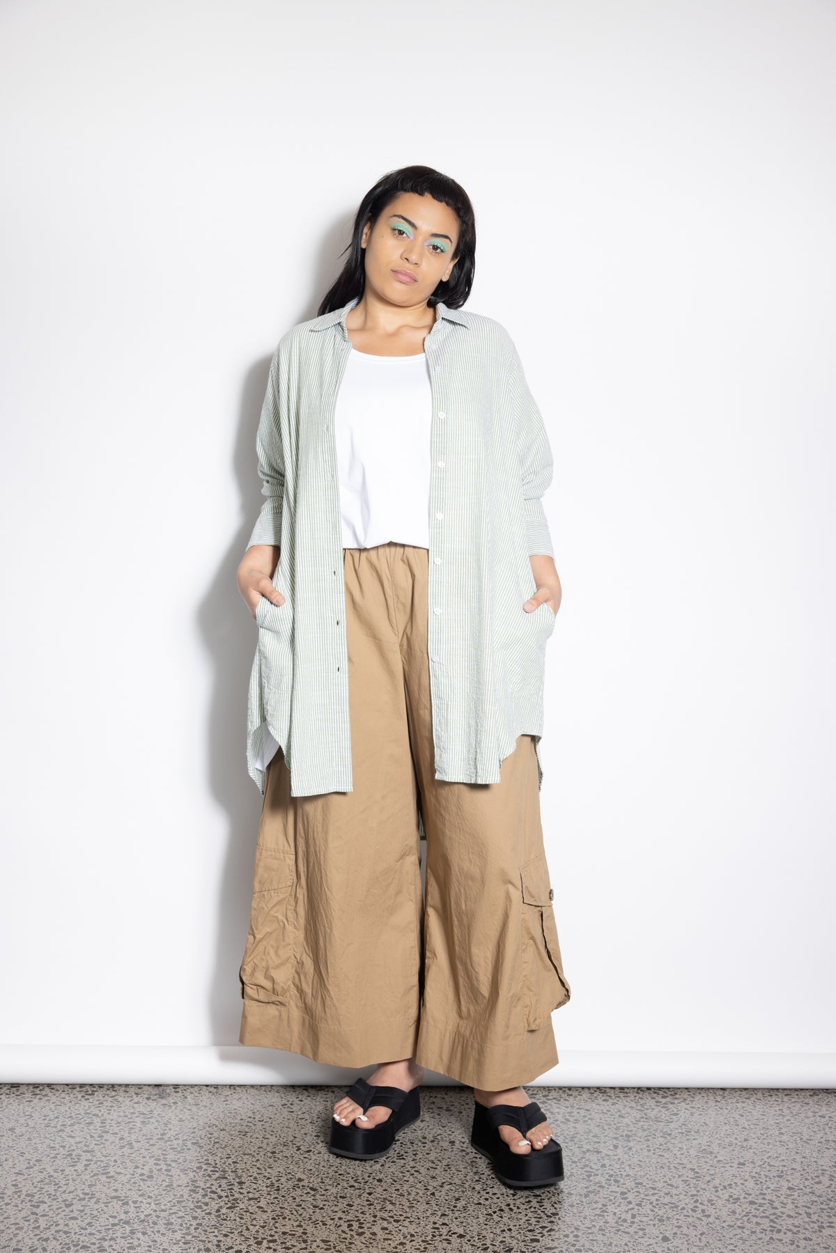 Indigo Shirt - Olive Stripe