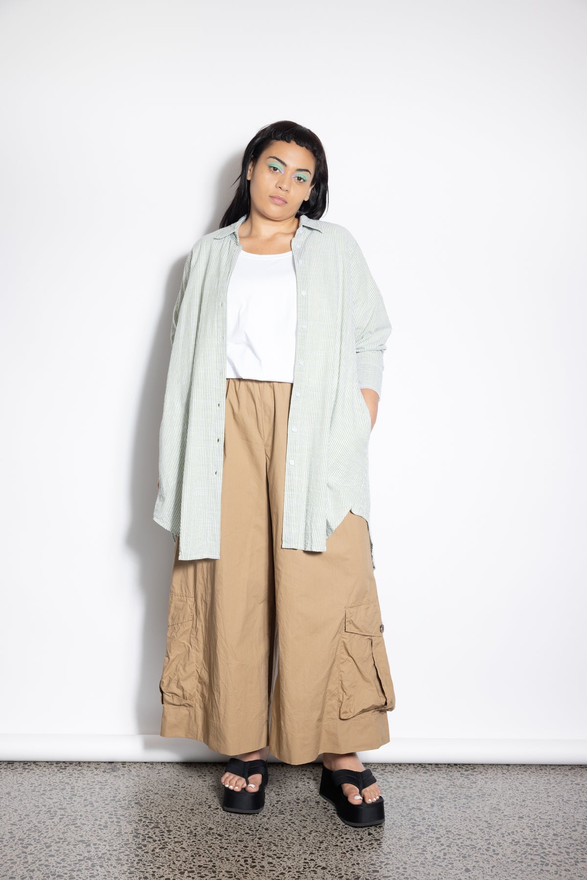 Indigo Shirt - Olive Stripe