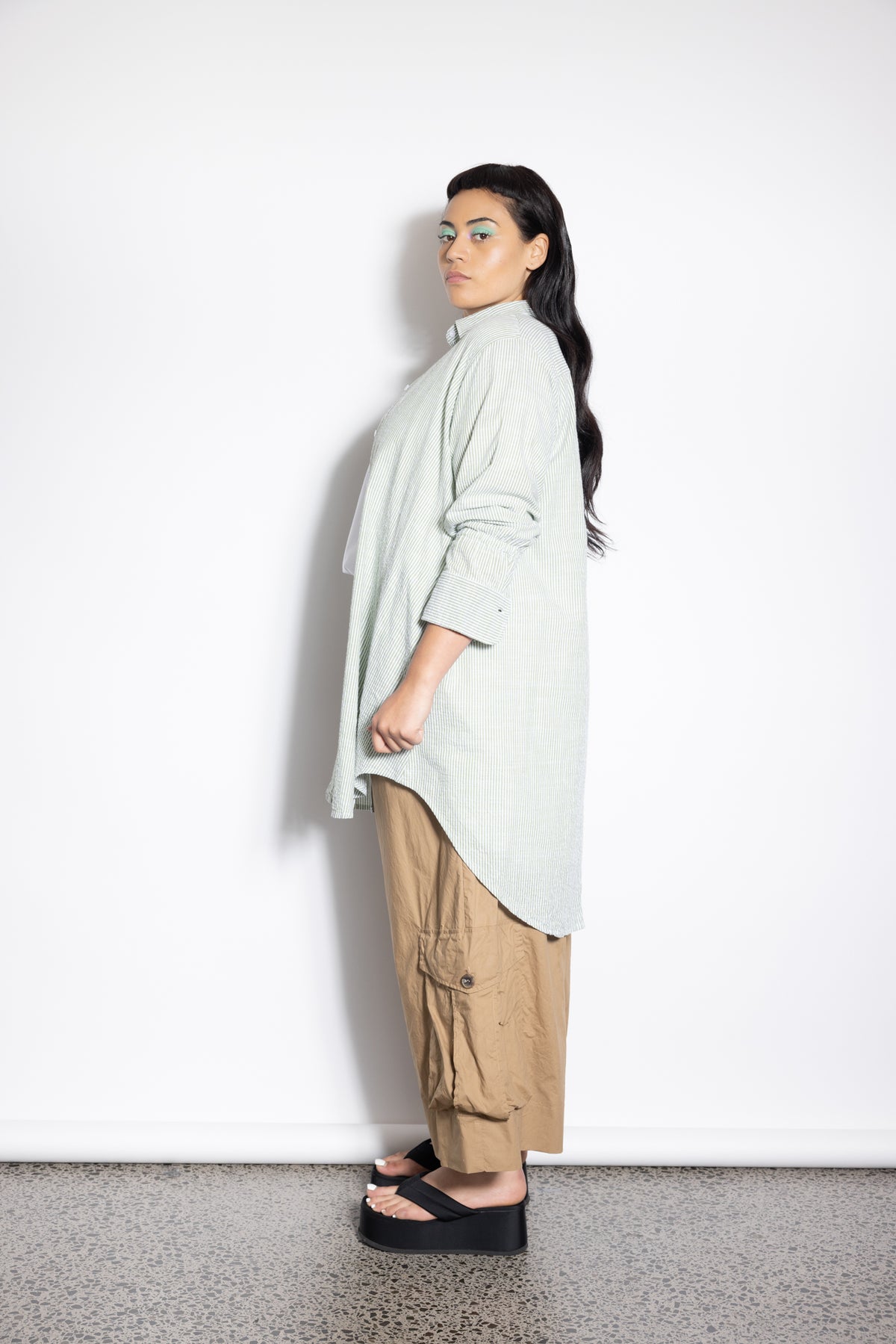 Indigo Shirt - Olive Stripe
