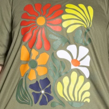 501 Tee - Khaki Retro Print