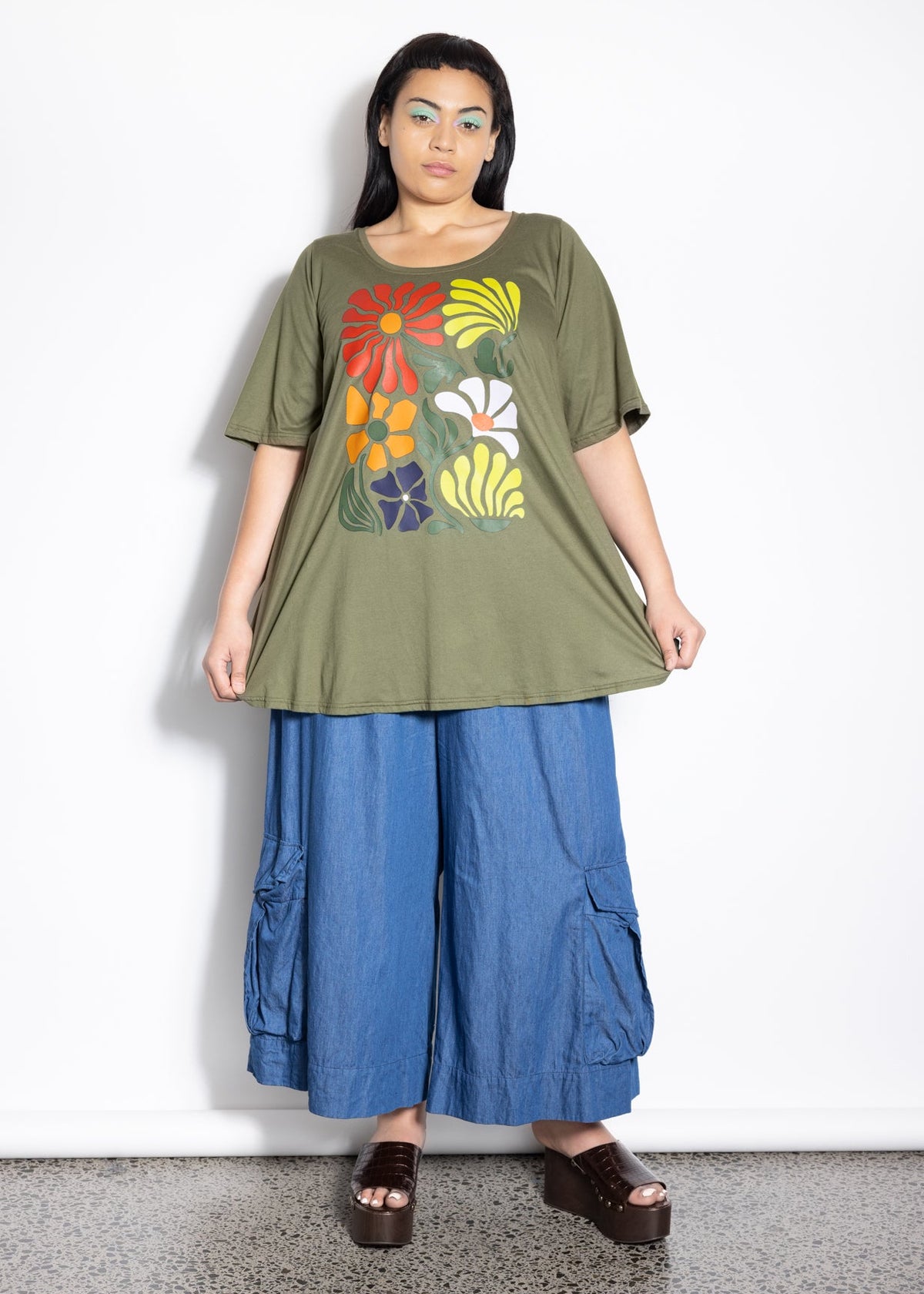 501 Tee - Khaki Retro Print