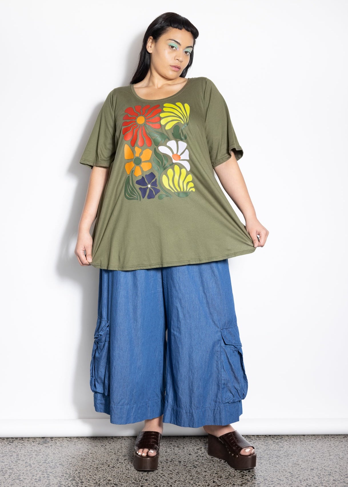 501 Tee - Khaki Retro Print