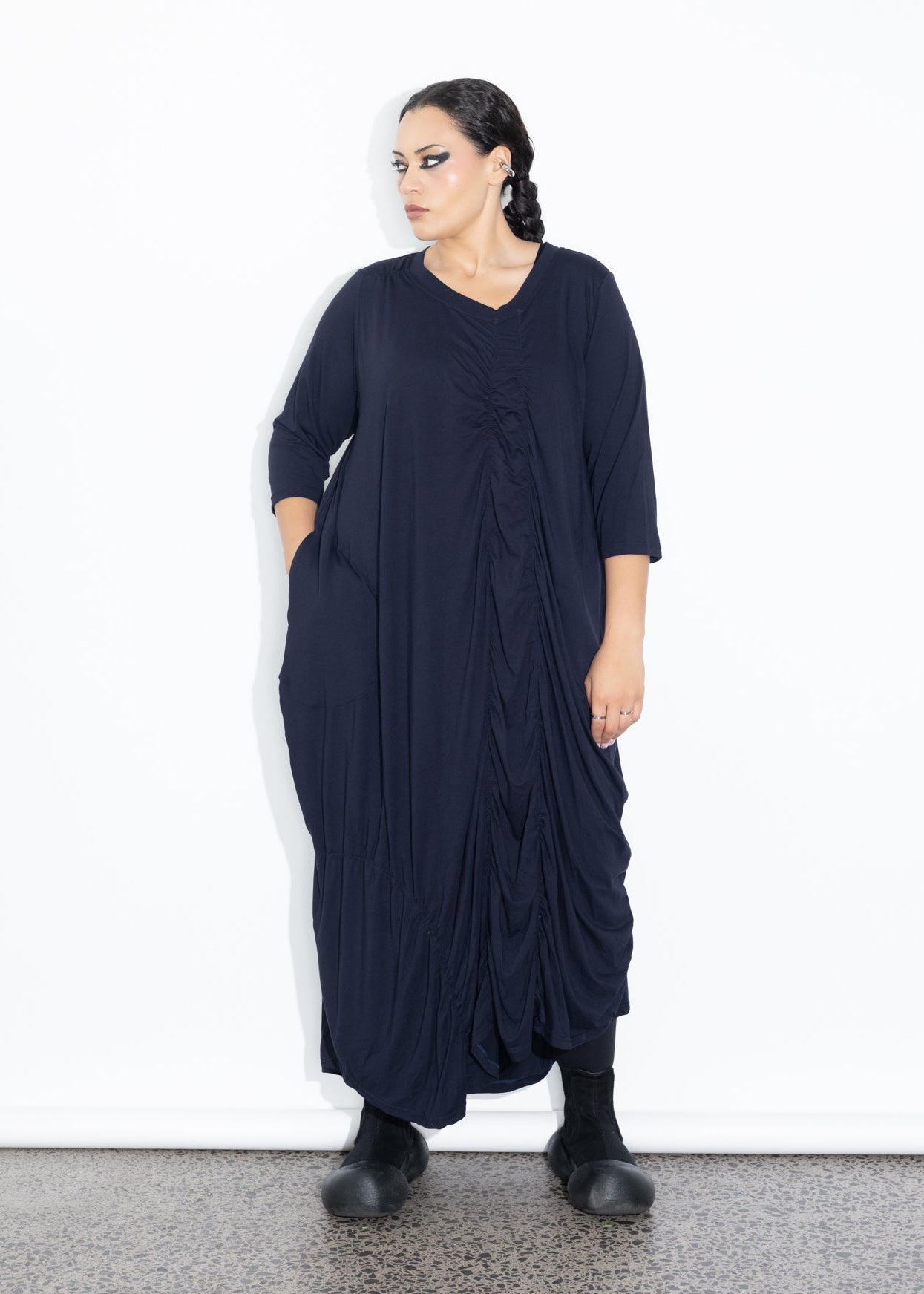 Marley Dress - Navy Merino