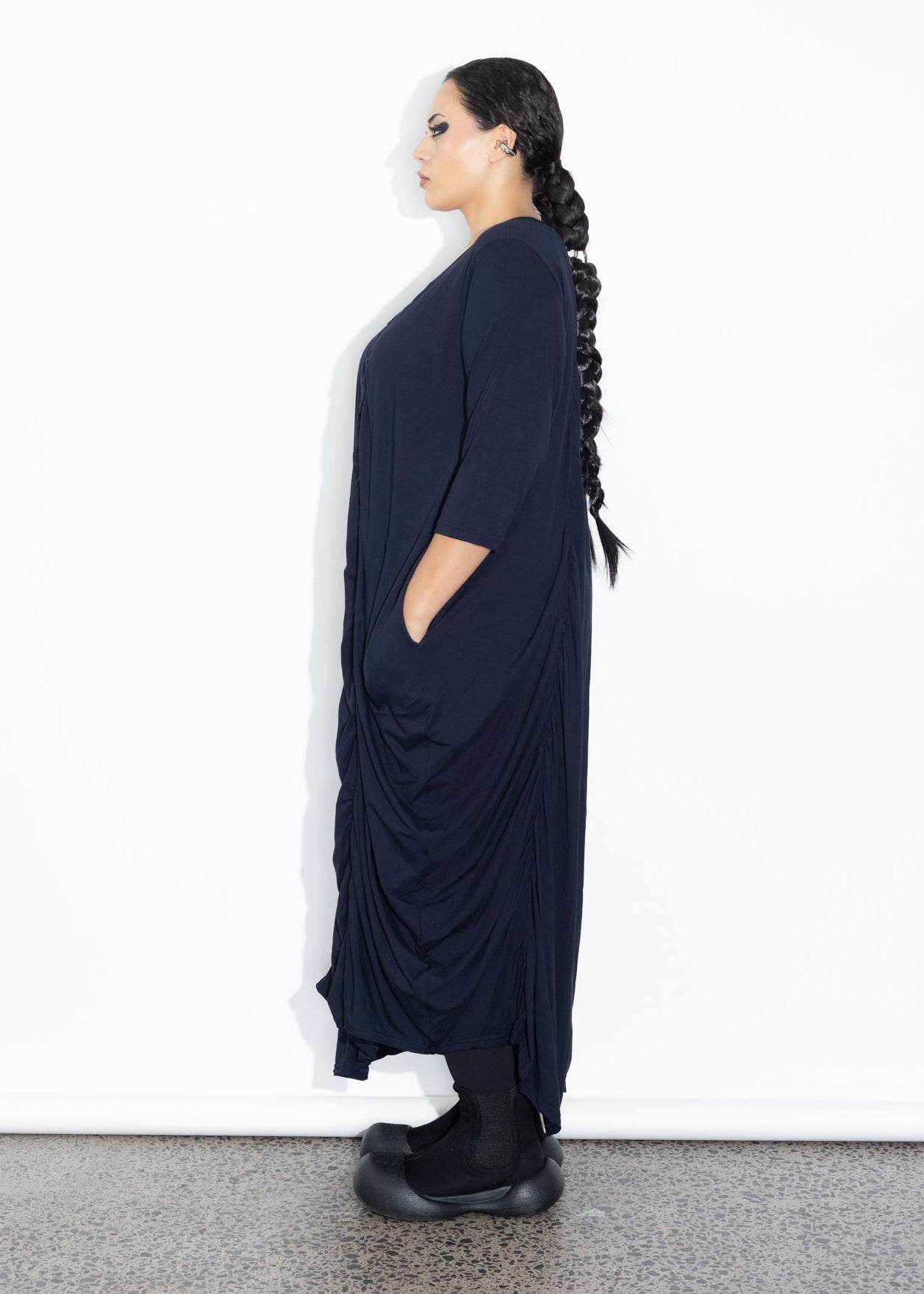 Marley Dress - Navy Merino