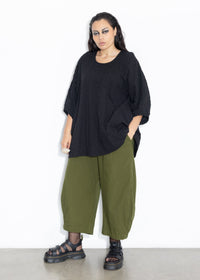 Lantern Top - Black Seersucker