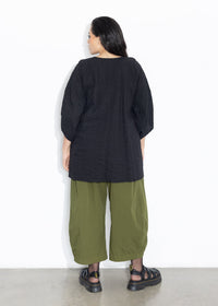 Lantern Top - Black Seersucker