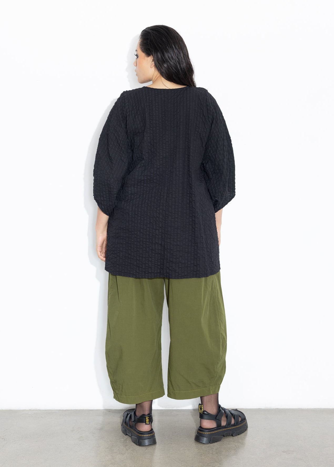 Lantern Top - Black Seersucker
