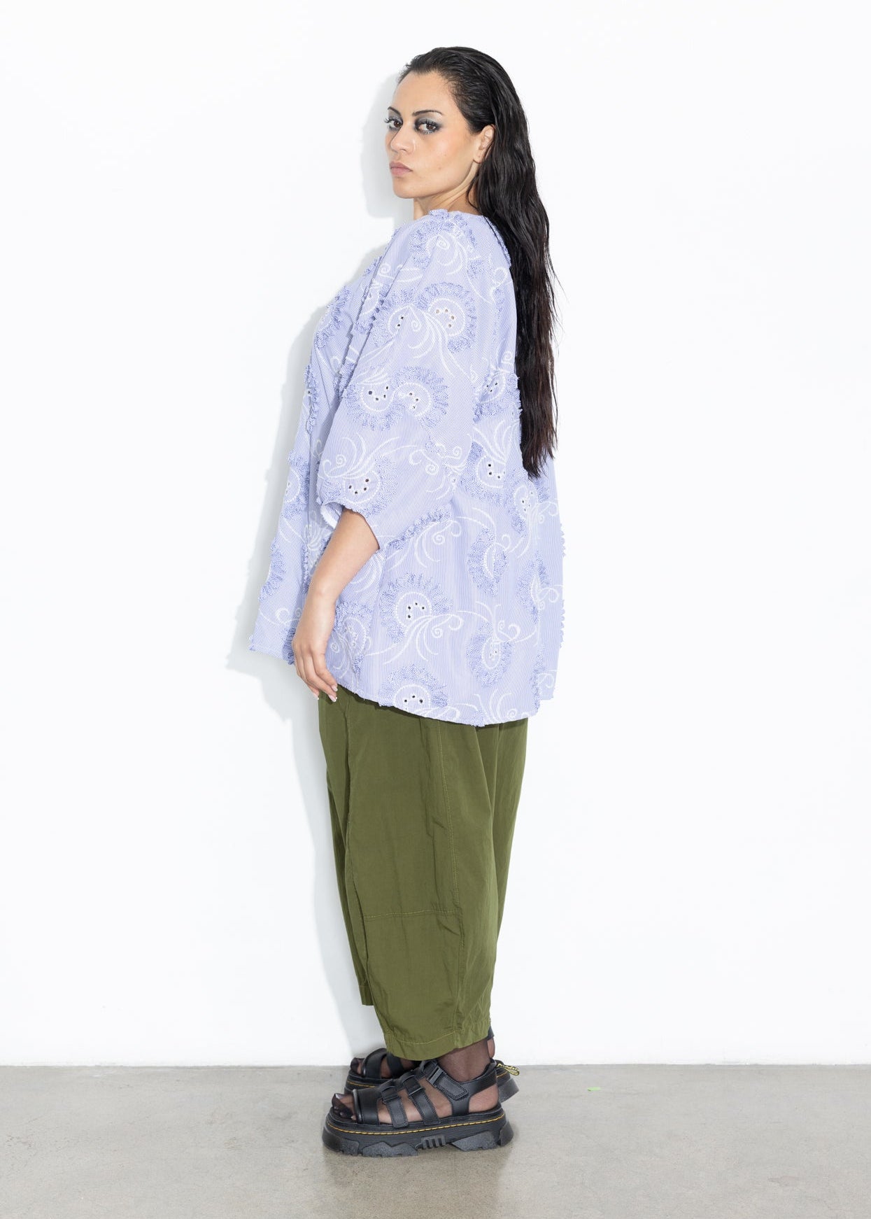 Lantern Top - Blue Stripe