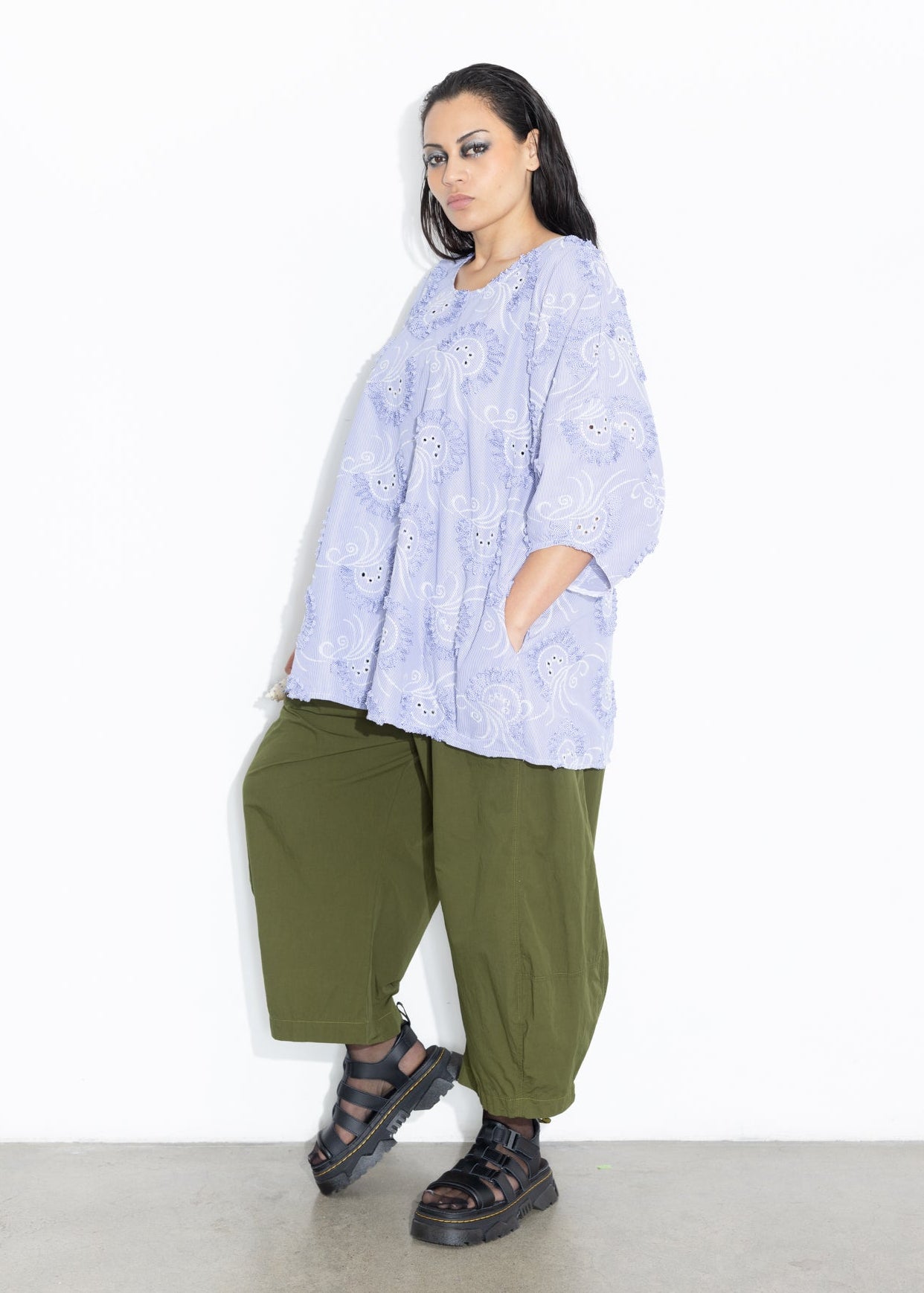 Lantern Top - Blue Stripe