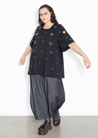 Eyelet Box Tee - Black
