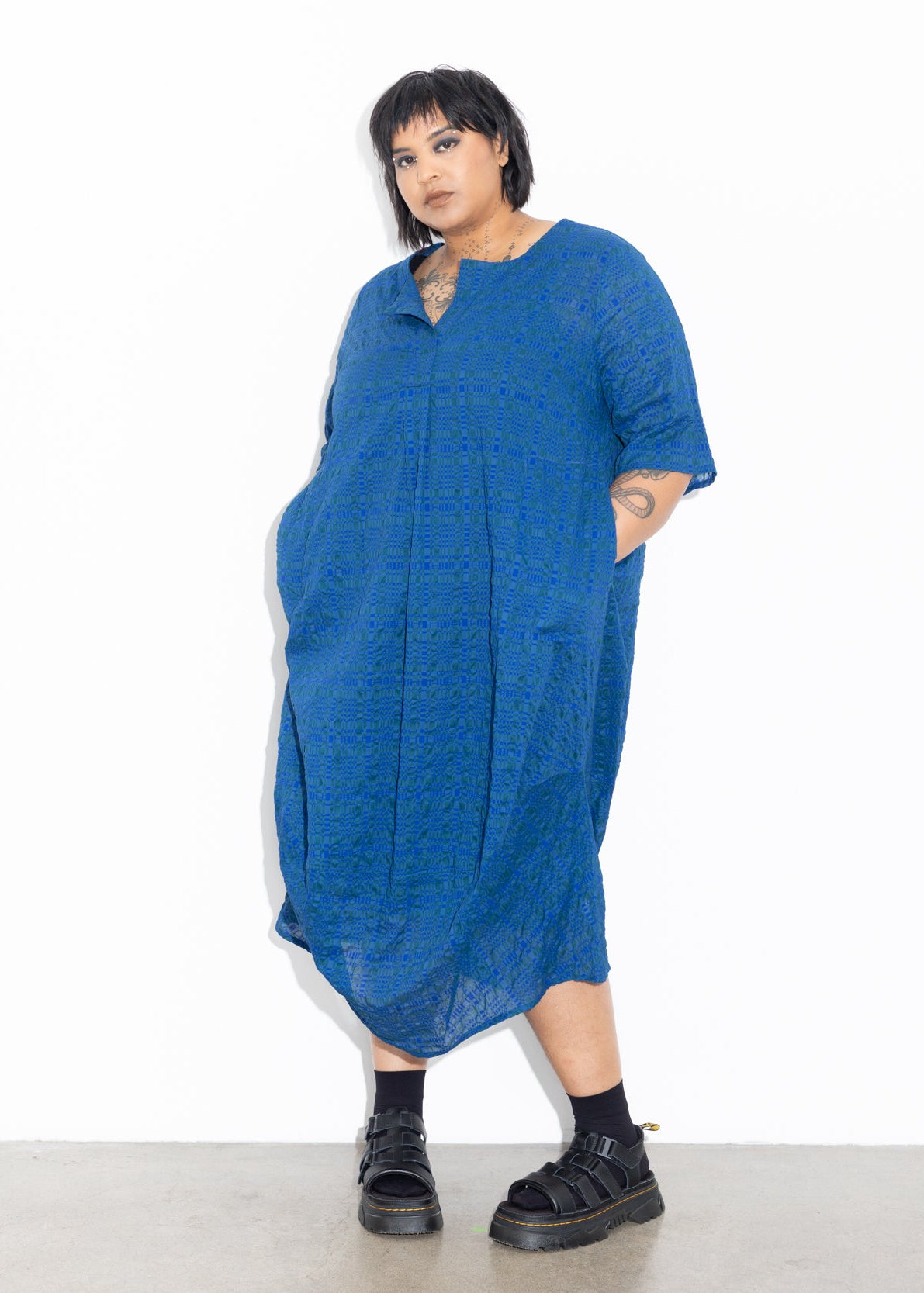 Delaney Dress - Blue Check
