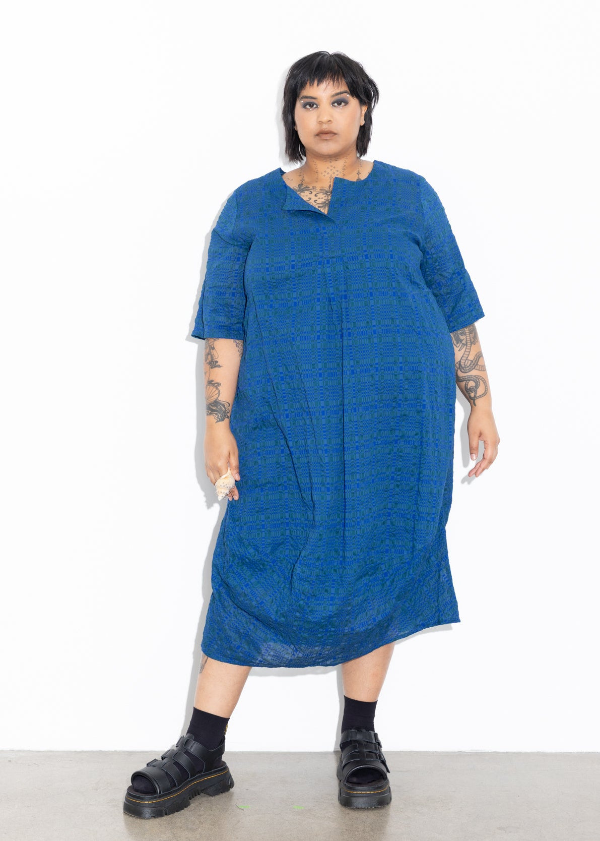 Delaney Dress - Blue Check