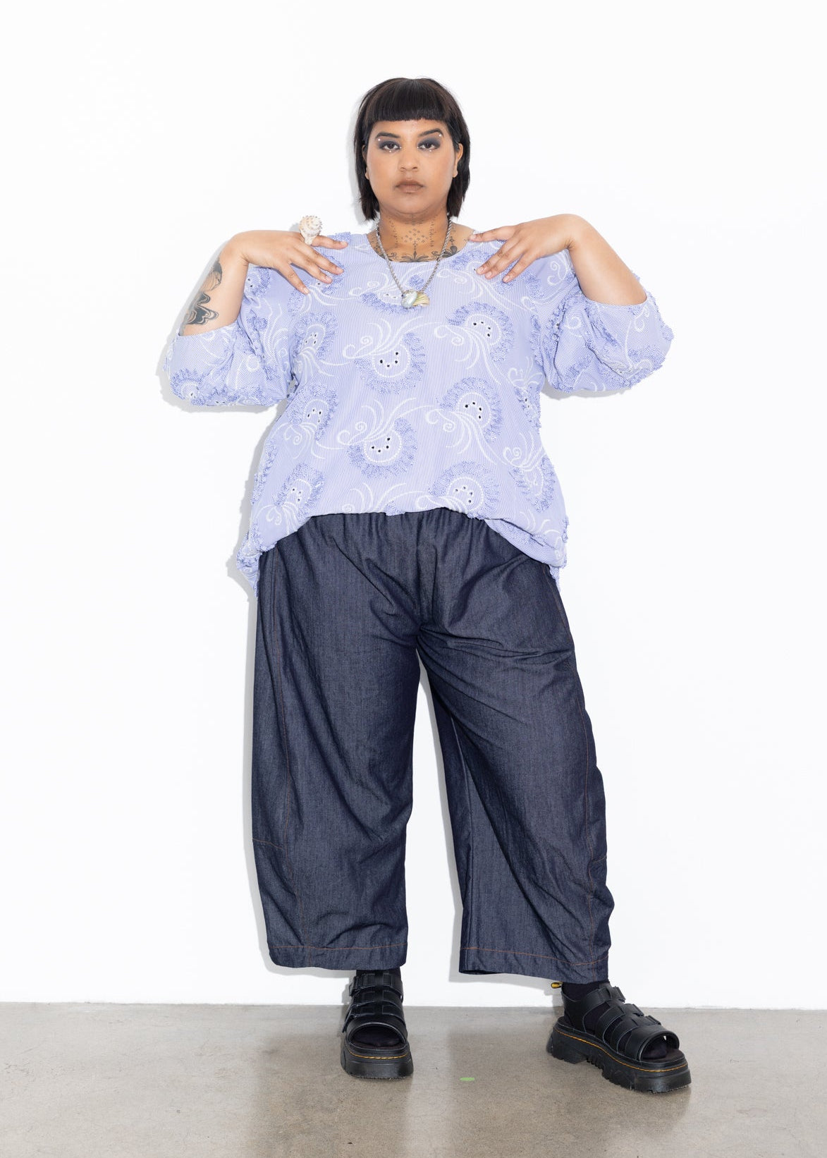 Lantern Top - Blue Stripe