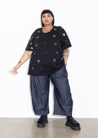 Eyelet Box Tee - Black