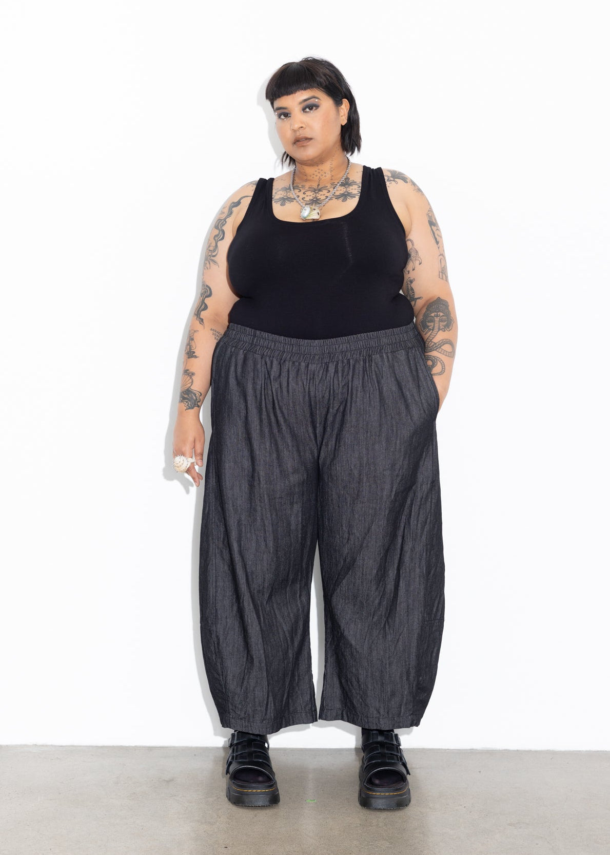 Bell Pant - Black Chambray