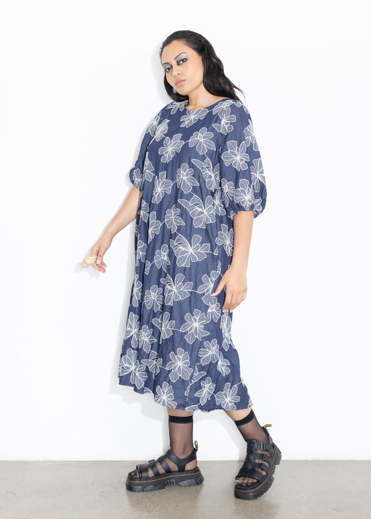 Ronnie Dress - Chambray Embroidery