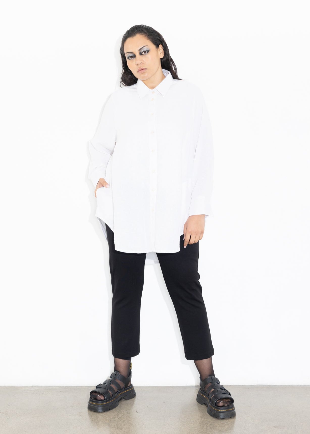 Indigo Linen Shirt - White