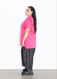 Base Tee - Pink with Red Floral