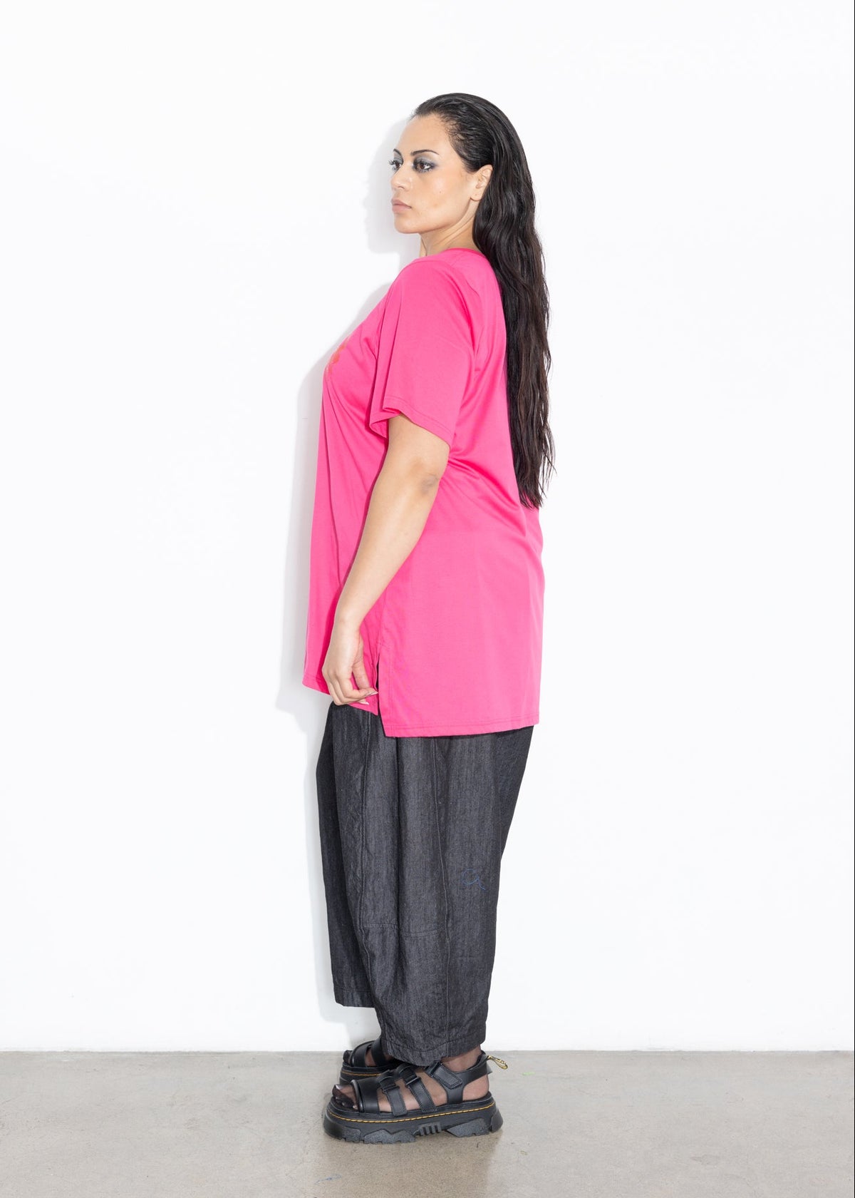 Base Tee - Pink with Red Floral