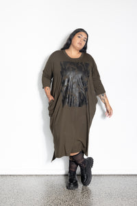 Vita Dress - Khaki Army Print