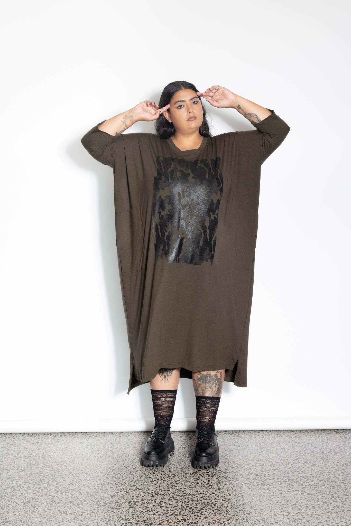 Vita Dress - Khaki Army Print