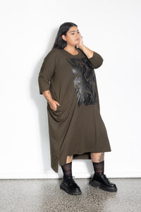 Vita Dress - Khaki Army Print