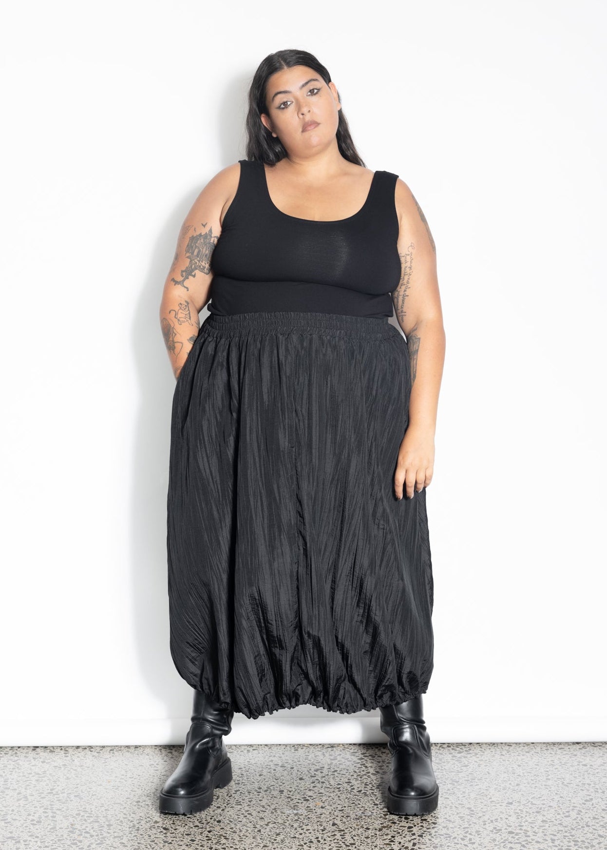 Bubble Skirt - Black Crinkle