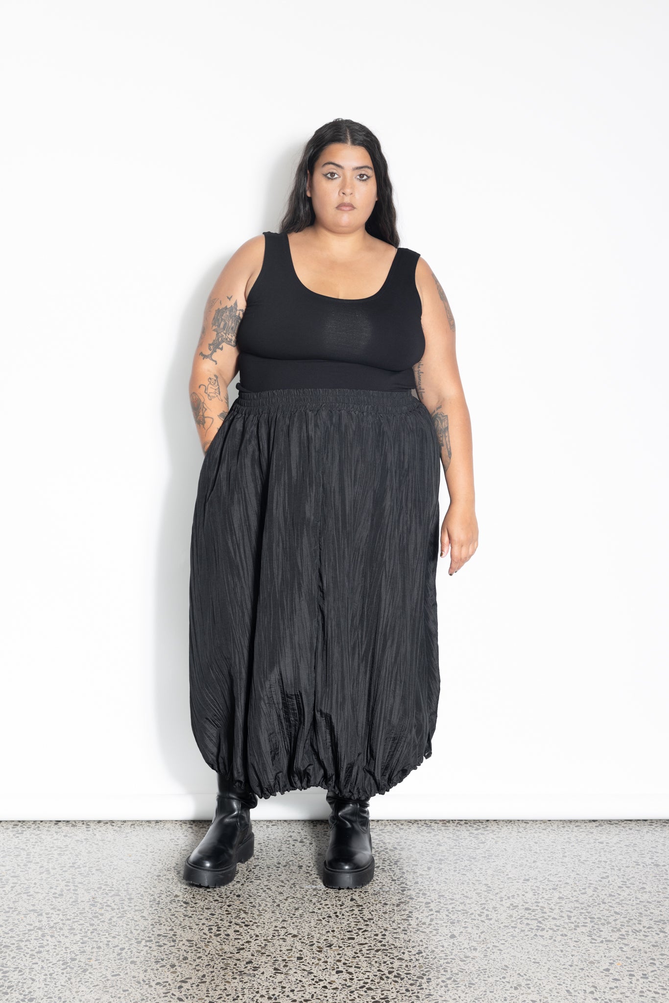 Bubble Skirt - Black Crinkle