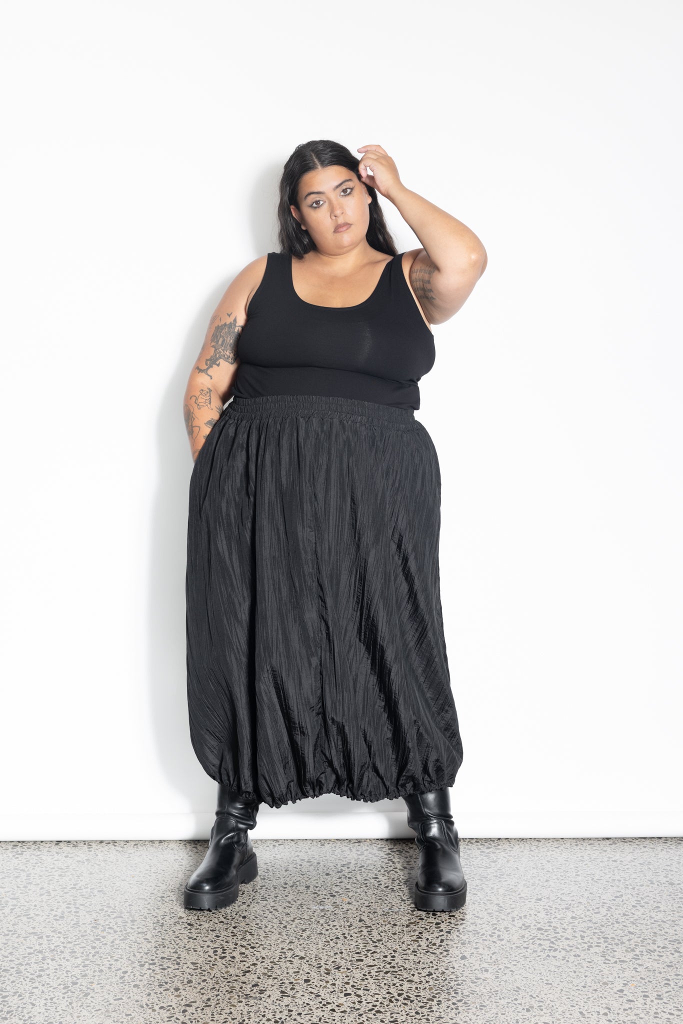 Bubble Skirt - Black Crinkle