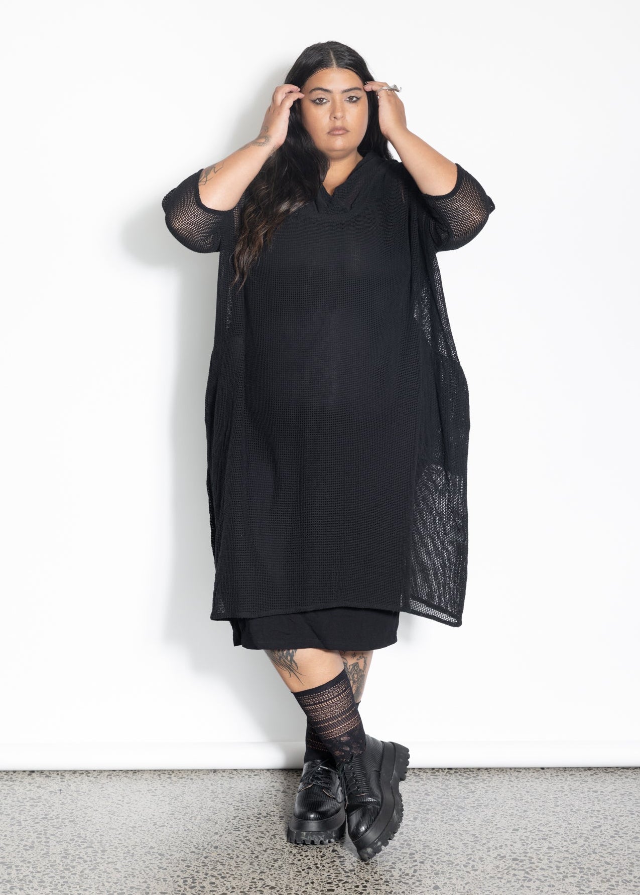 knee length dresses for ladies Hooded Cocktail Dress 4 XL / Black main image 1