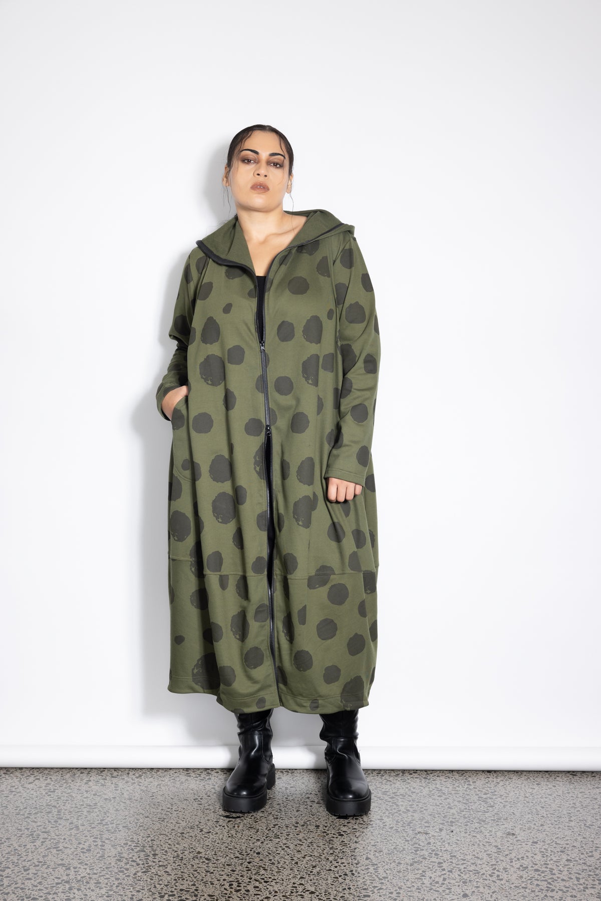 Sculpture Coat - Khaki Spot