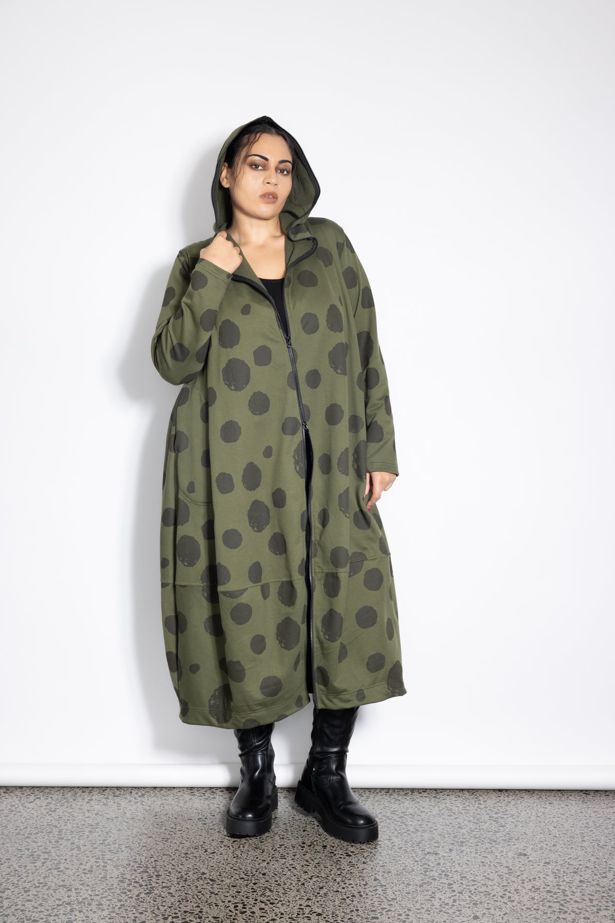 Sculpture Coat - Khaki Spot