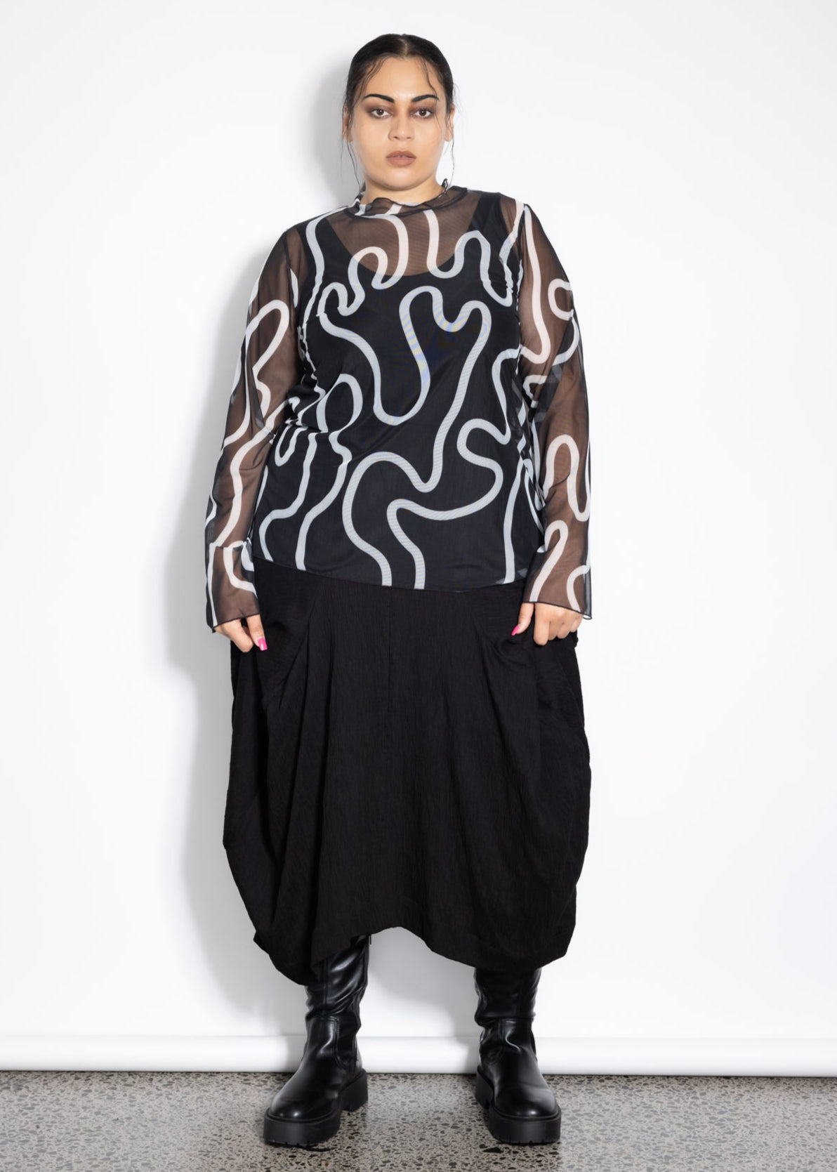 Outlet - Freddie Layer Top - Squiggle Print