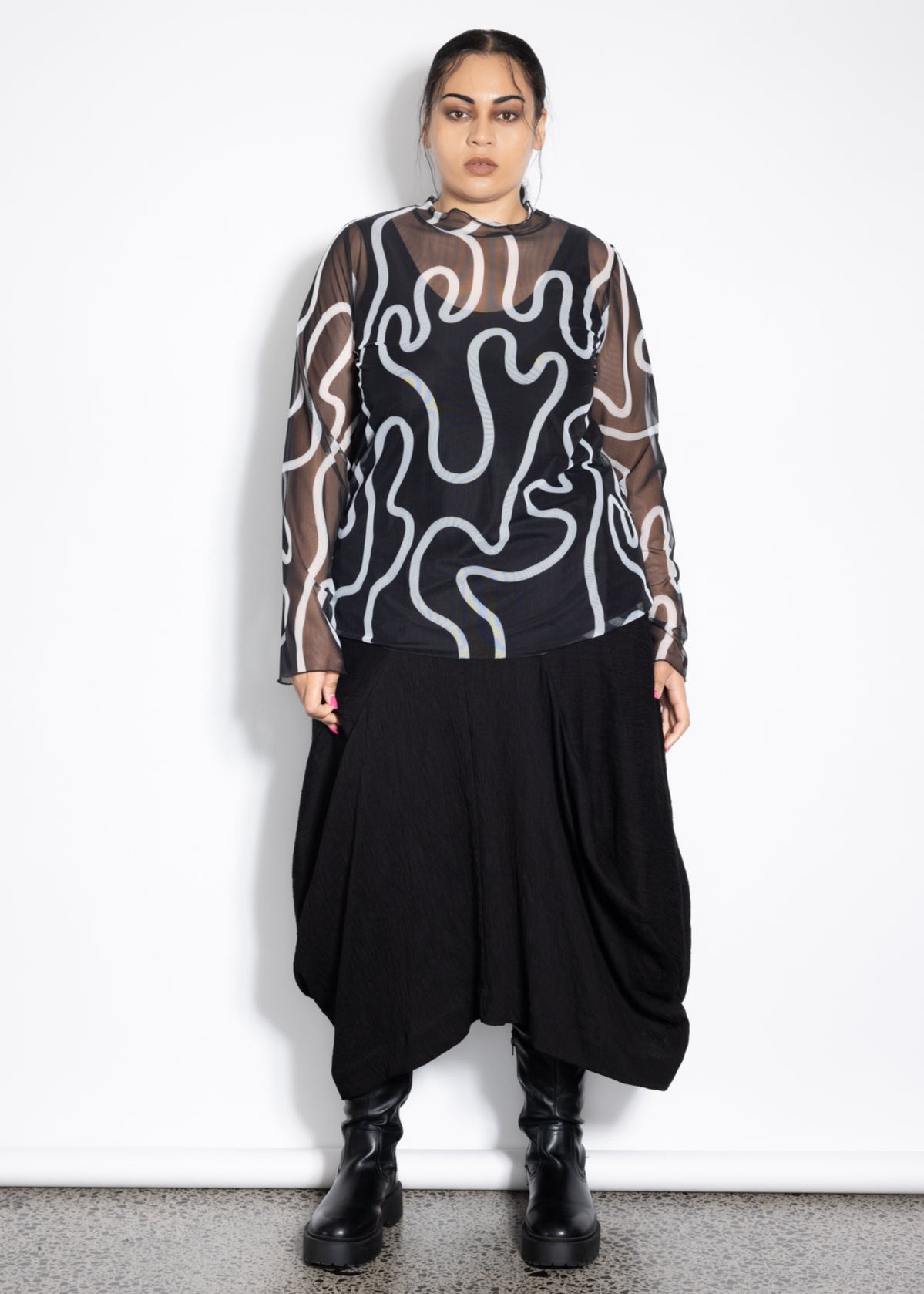Outlet - Freddie Layer Top - Squiggle Print