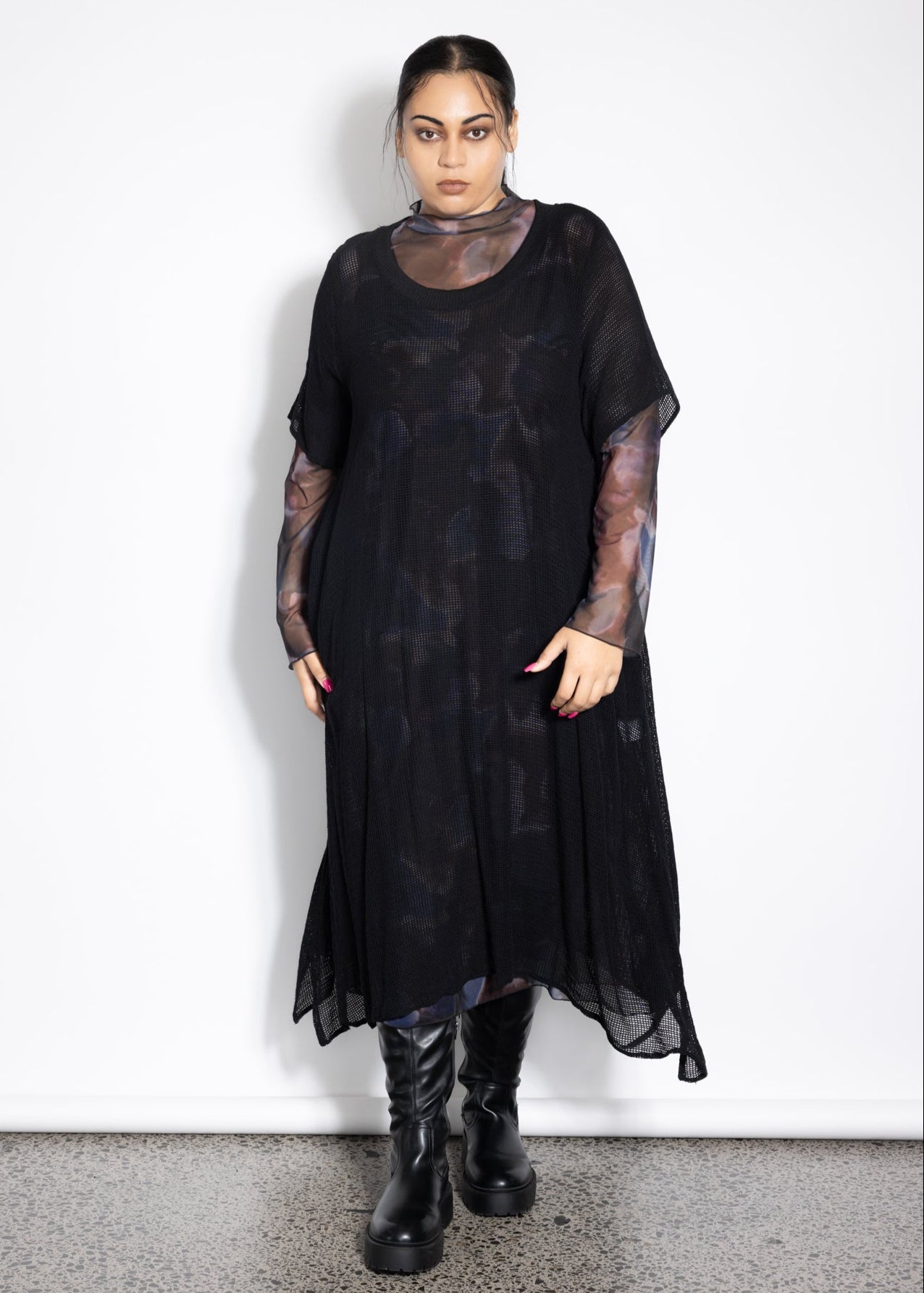 Last One SIze 2XL - Net Dress - Black
