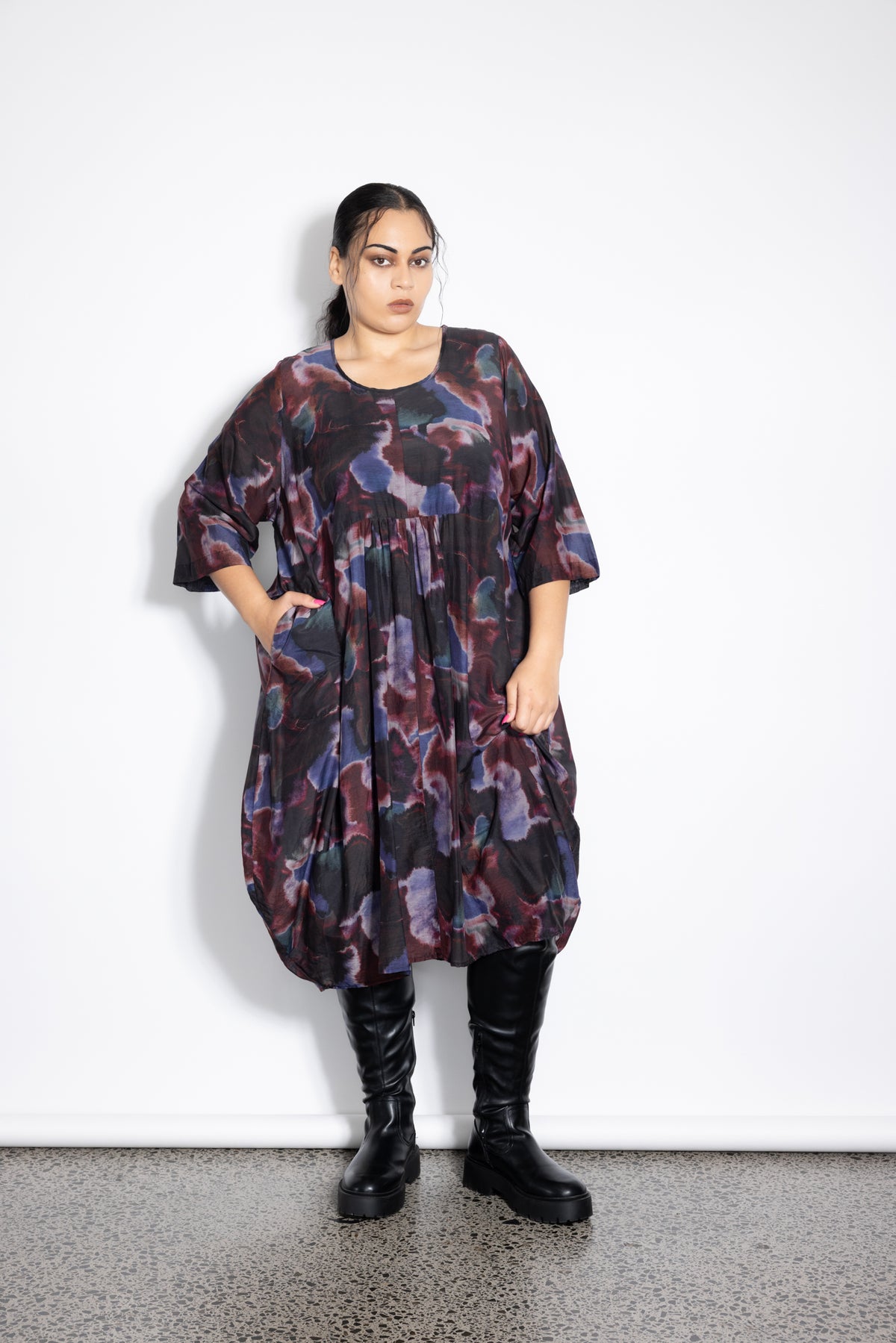 New Macy Dress - Smoke Print