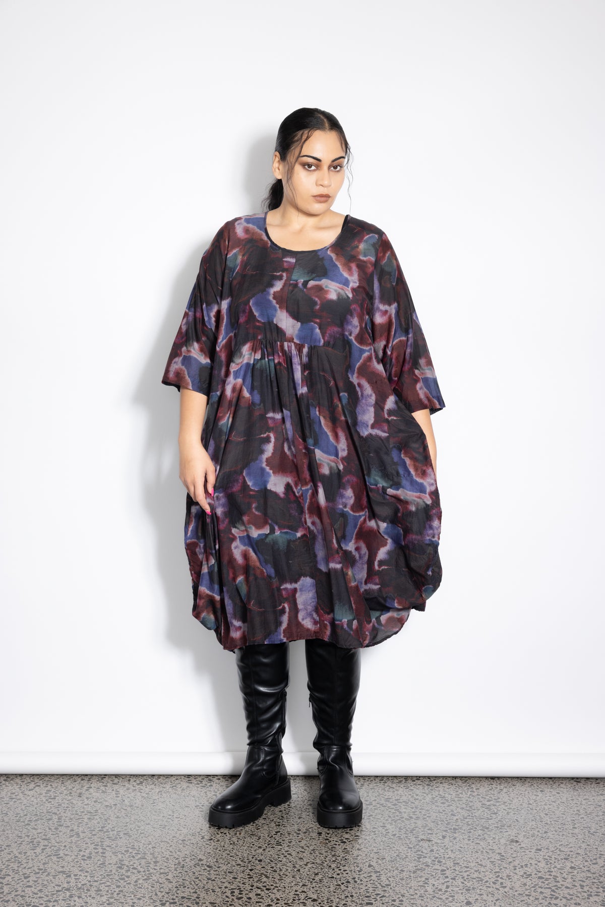 New Macy Dress - Smoke Print