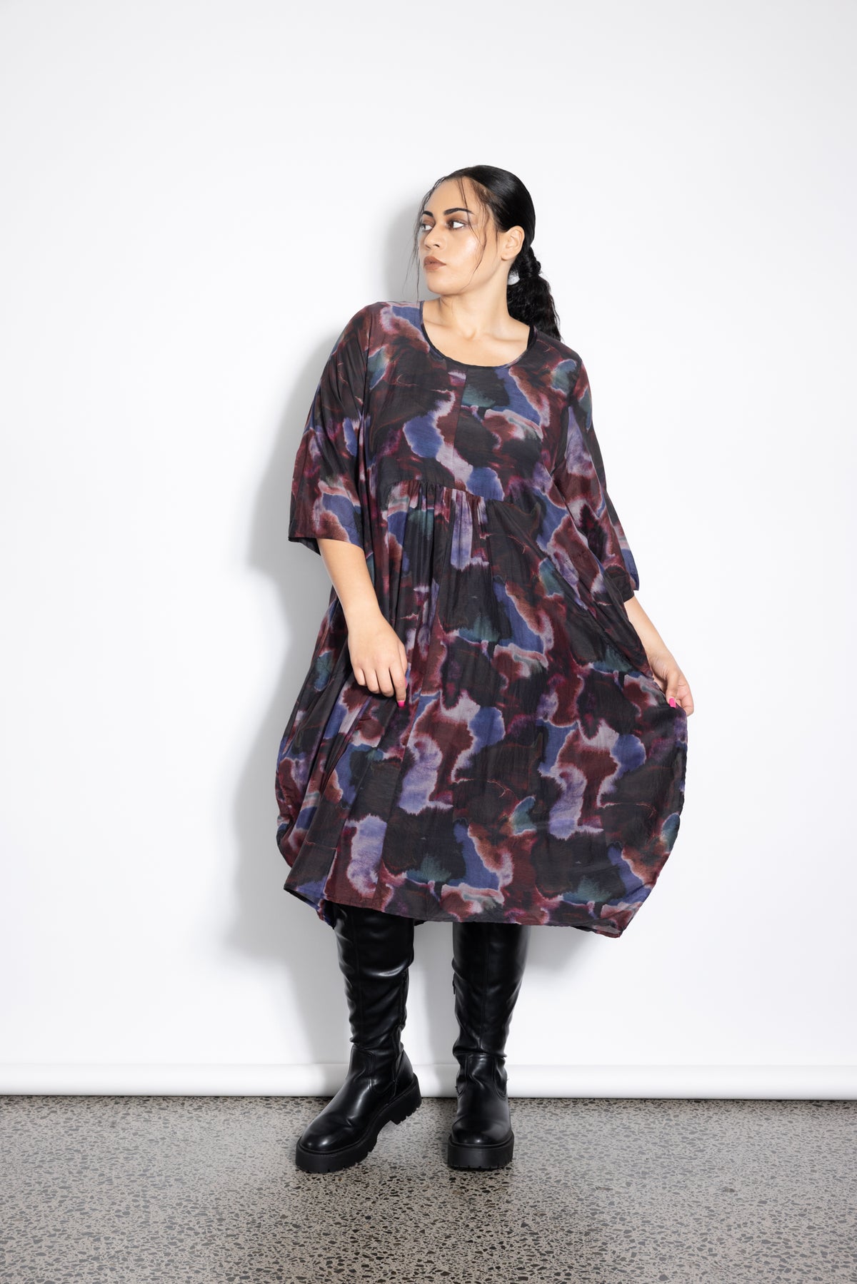 New Macy Dress - Smoke Print