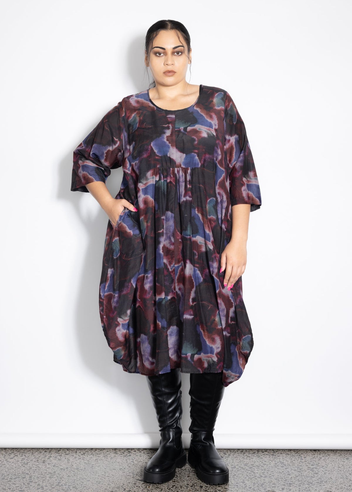 New Macy Dress - Smoke Print