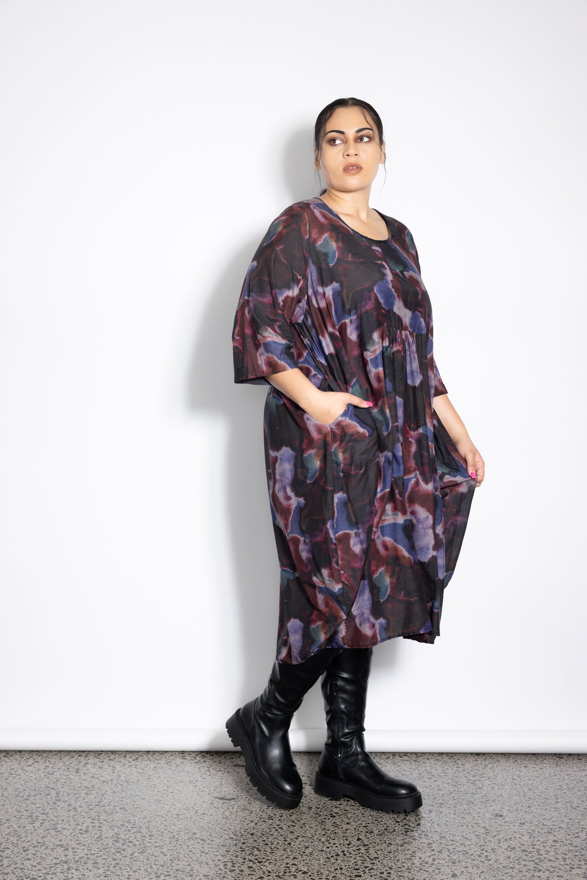 New Macy Dress - Smoke Print