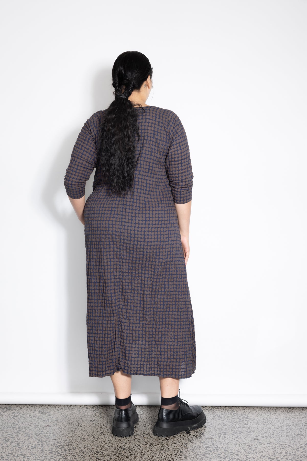 Riley Dress - Navy Choc Dotti