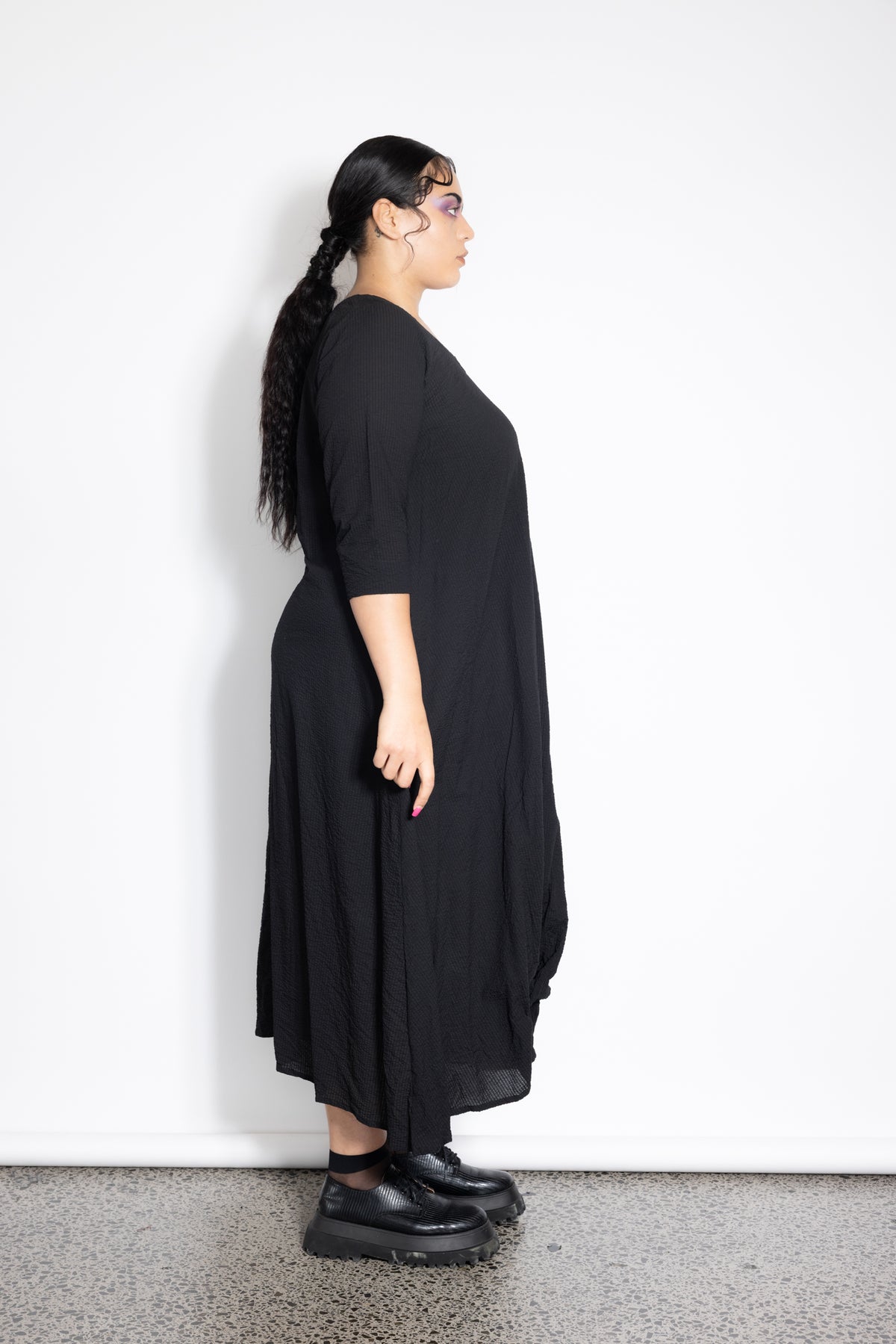 Riley Dress - Black Seersucker