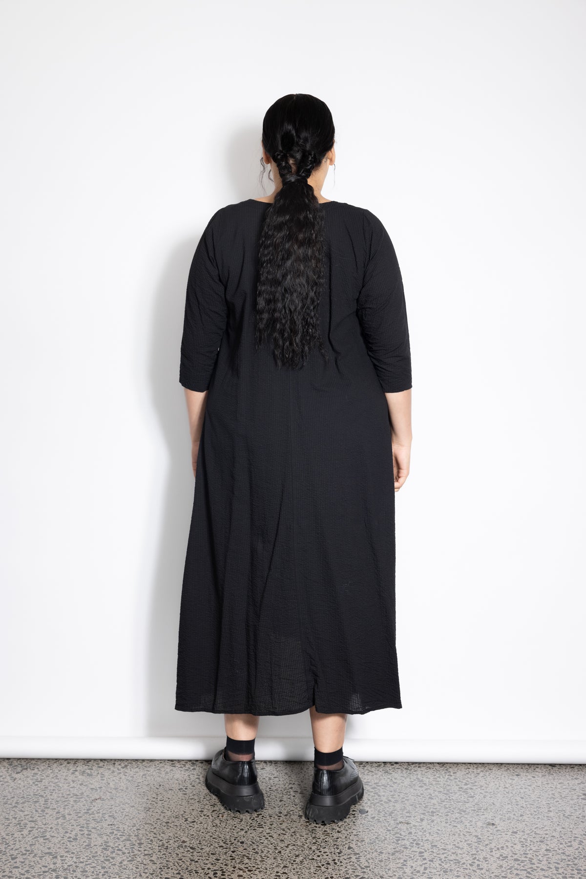 Riley Dress - Black Seersucker