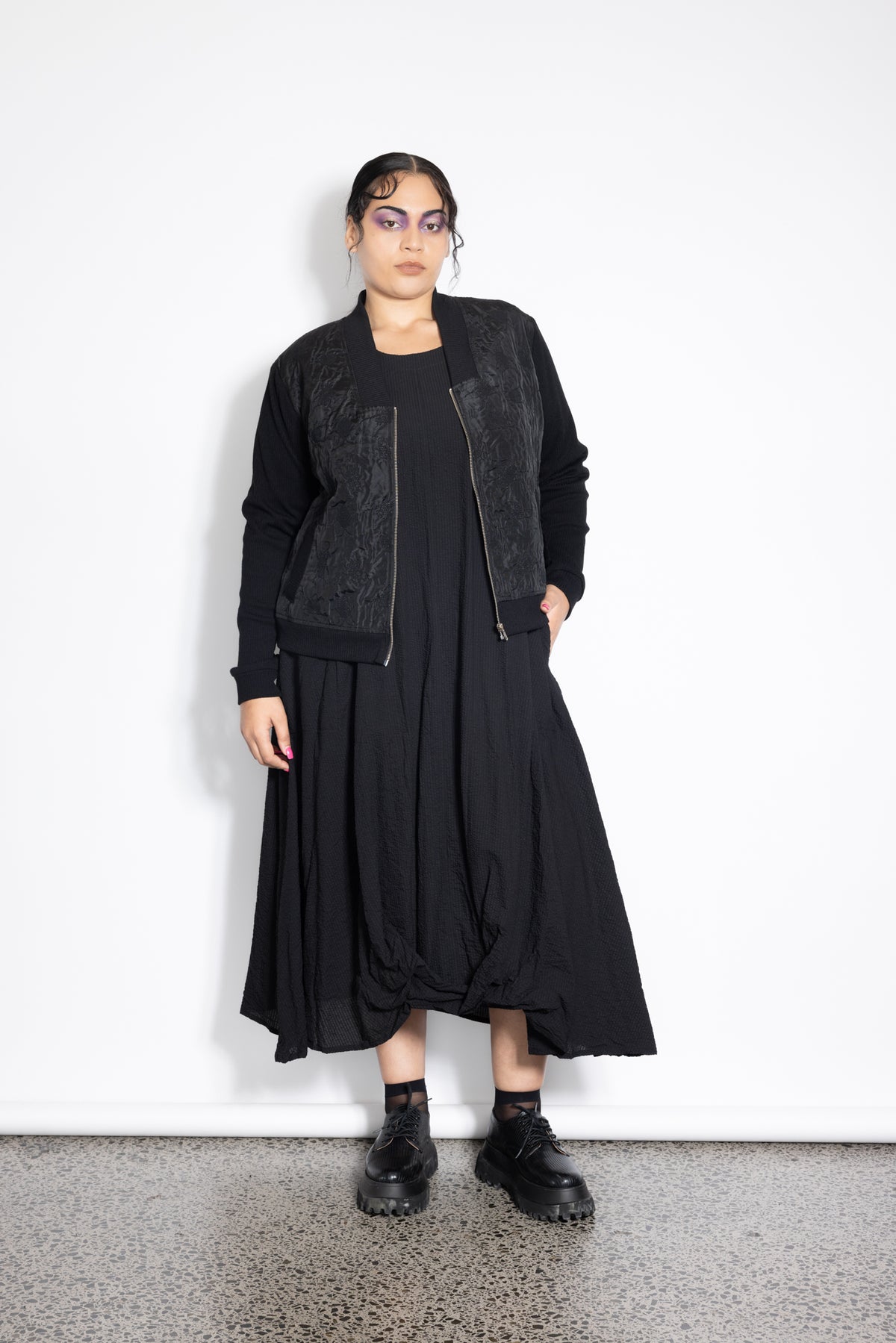 Riley Dress - Black Seersucker