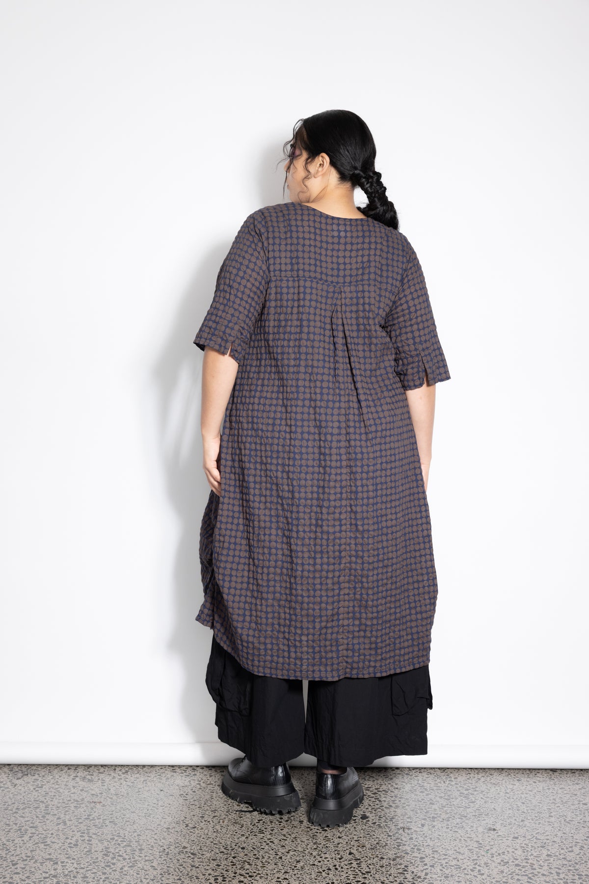 Last Ones Size L - Delaney Dress - Navy Choc Dotti