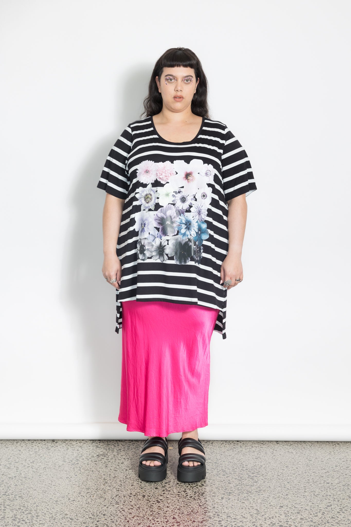 Moon Light Garden Print Tee - Stripe